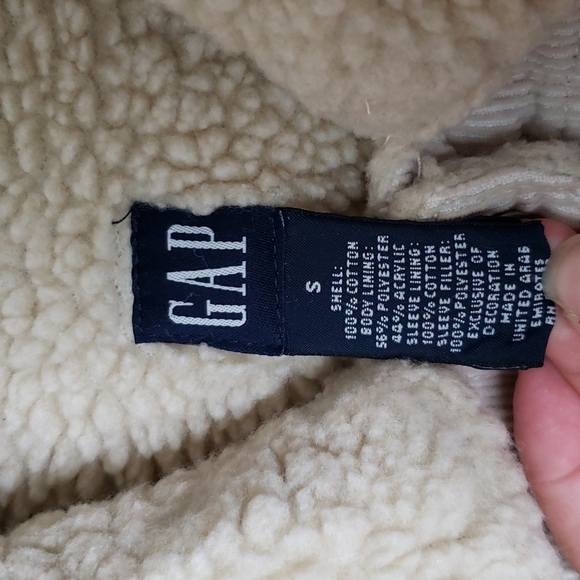 Gap Sherpa lined corduroy jacket, button front, neutral, women's size small - Picture 4 of 7